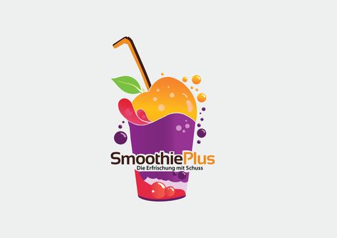 Smoothie Logo Design Branding, Smoothie Branding, Smoothie Logo, Smoothie Store, Classy Logo, Classy Logos, Colorful Drinks, Cup Logo, Flower Drawing Design