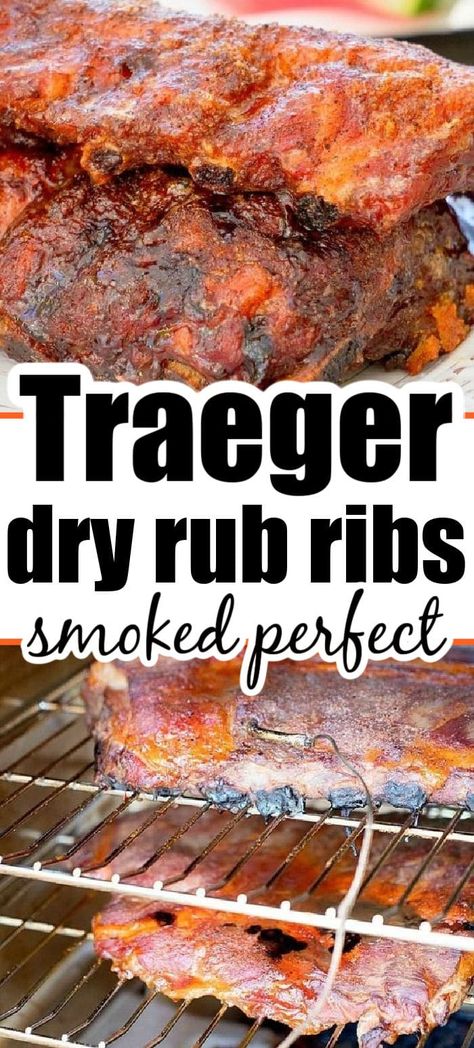 Best way to smoke ribs with dry rub for ribs that's salty and sweet so you don't even need barbecue sauce. Smoked ribs are the best. #smokedribs #smokingpork #traegerribs #dryrubribs Traeger Ribs, Smoked Ribs Rub, Smoker Ribs, Rub For Pork Ribs, Rub For Ribs, Best Ribs Recipe, Easy Smoker Recipes, Baked Bbq Ribs, Dry Rub For Ribs