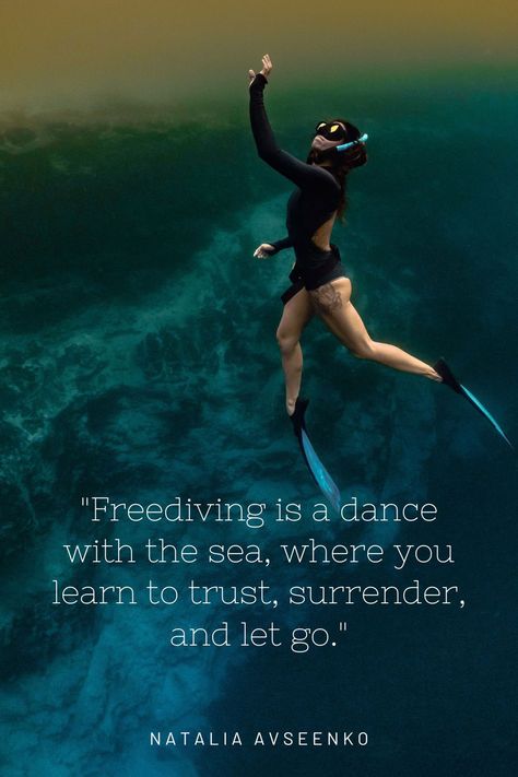 Best freediving quotes and captions to inspire and motivate you to explore the depths of the ocean! Free Diving Quotes, Freediving Quotes, Free Diving Aesthetic, Snorkeling Quotes, Underwater Quotes, Diver Quotes, Devine Intervention, Forest Quotes, Diving Quotes