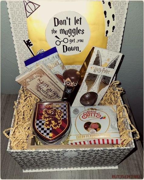 Harry Potter Gift Ideas Diy, Harry Potter Money, Harry Potter Gift Basket, Harry Potter Presents, Harry Potter Gift Box, Harry Potter Themed Gifts, Harry Potter Snacks, Harry Potter Christmas Gifts, Harry Potter Theme Birthday