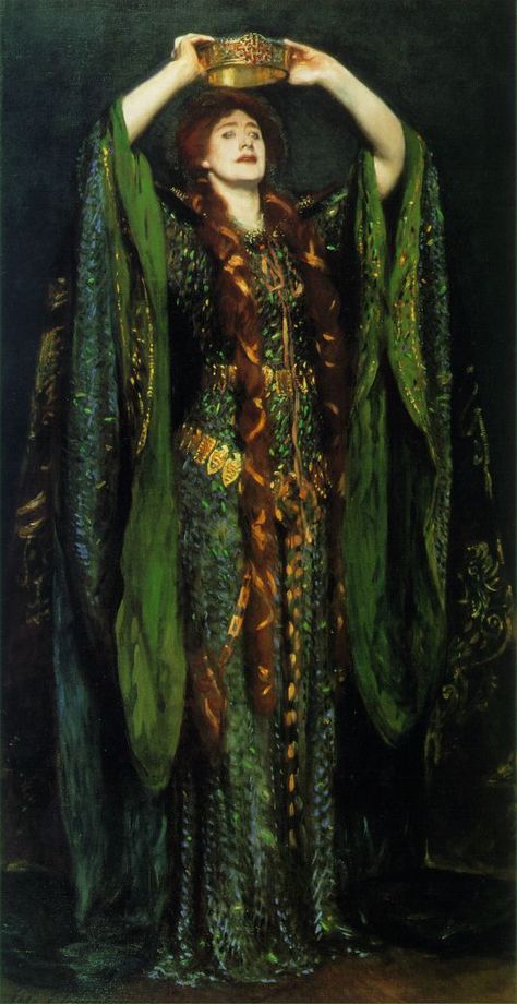 Back in 2009 I blogged about the “Beetlewing dress” worn by Victorian actress Ellen Terry to play Lady Macbeth- and the National Trust’s project to restore it. Well, the restored dress is now on di… John Sargent, Morgana Le Fay, Roi Arthur, Pre Raphaelite Art, Arthurian Legend, Istoria Artei, Wings Dress, John Everett Millais, Lady Macbeth