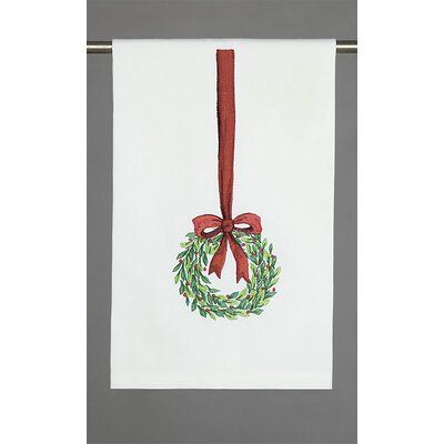 The Holiday Aisle® This nostalgic tea towel is crafted with fine embroidery techniques designed by Peking Handicraft. | The Holiday Aisle® Wreath Bow Embroidered Tea Towel, Cotton in Red/Green, Size 16"H X 25"W | Wayfair Embroidered Tea Towels, Christmas Wreath Bow, Christmas Wreath Bows, Fine Embroidery, Spruce Up Your Home, Kitchen Hand Towels, Home For The Holidays, Christmas Tea, Wreath Bow