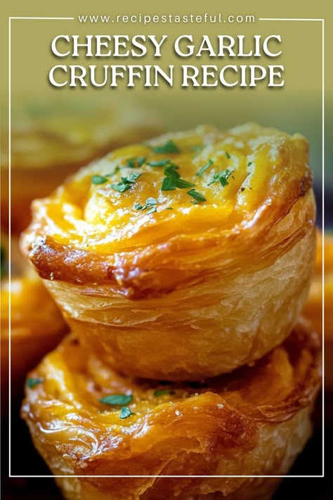 This Cheesy Garlic Cruffin recipe features crescent roll dough filled with a cheesy, chive garlic butter, rolled, cut, and baked to perfection in a muffin tin. They're perfect as a side dish or appetizer! Cheesy Crescent Roll Recipes, Cruffins Recipe, Cheesy Crescent Rolls, Crescent Roll Dough Recipes, Fast Appetizers Easy, Easy Crescent Roll Recipes, Cheesy Rolls, Cruffin Recipe, Recipes Using Crescent Rolls