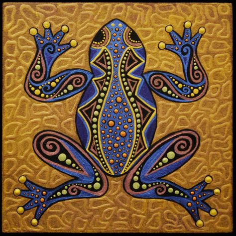 Purple Frog, Art Frog, Aboriginal Dot Painting, Indigenous Australian Art, Aboriginal Dot Art, Aboriginal Painting, Aboriginal Artwork, Frog Art, Dot Art Painting