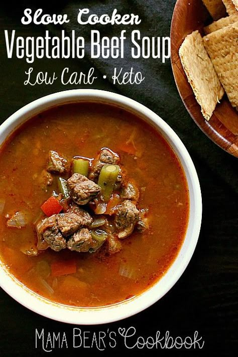 Low Carb Beef Soup, Vegetable Soup Beef, Beef Vegetable Soup, Easy Low Carb Meals, Soup Vegetable, Soup Beef, Low Carb Low Fat Recipes, Keto Crockpot, Keto Soups