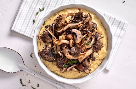 It's one of the most versatile staples in your kitchen. Polenta Fries Baked, Ground Chicken Recipes Healthy, Baked Polenta, How To Cook Polenta, Vegetarian Casserole, Ground Chicken Recipes, Roasted Mushrooms, Molecular Gastronomy, Sauteed Vegetables