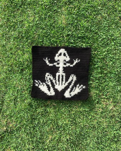 Froggy skeleton crochet tapestry! 🐸💀 #crochet #crocheting #crochettapestry #frog #froggy #frogcrochet #crochetfrog #frogart #frogartwork #frogskeleton #skeleton #skeletoncrochet #crochetskeleton #art #artist #artsy #textiles #textile #textileart #tapestry #tapestries Skeleton Crochet, Crochet Frog, Tapestry Crochet Patterns, Frog Art, Crochet Tapestry, Tapestry Crochet, Textile Art, Art Artist, Skeleton