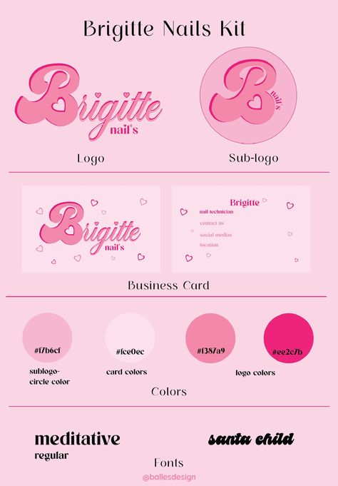 Logo and Cards for a nail tech. If you want to see new arts from me follow me on IG BallesDesign. Im a Graphic Designer from Puerto Rico.  Accepting new clients. 💖 Nail Tech Logo Design Ideas, Nail Tech Advertising Ideas, Nail Tech Logo Ideas, Nail Page Name Ideas, Nail Tech Business Cards Ideas, Nails Graphic Design, Nail Business Names Ideas, Nail Tech Logo Design, Nail Logo Design Ideas