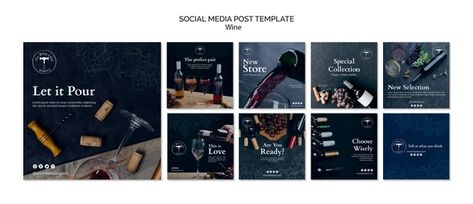 Wine shop social media post template | Free Psd #Freepik #freepsd #business #template #wine #shop Wine Instagram Feed, Wine Branding, Instagram Stories Template, Social Media Post Template, Wine Shop, Wine Design, Wine Brands, Display Ads, Wine List