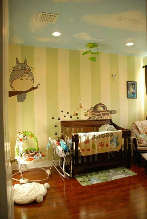 Totoro kids room Ghibli Themed Nursery, Totoro Bedroom, Totoro Nursery, Baby Room Themes, Nursery Room Design, Baby Room Inspiration, Nursery Room Inspiration, Nursery Baby Room, Baby Themes