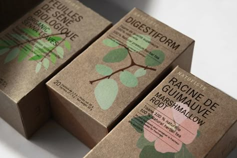 Naturiste / Branding by Paprika, via Behance Herbs Packaging Design, Natural Package Design, Natural Product Design, Kraft Packaging Design, Nature Packaging, Natural Packaging, Organic Packaging, Kraft Packaging, Environmentally Friendly Packaging