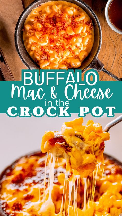 This Buffalo Chicken Mac and Cheese Crock Pot recipe is incredibly simple to make. The combination of buffalo sauce, ranch dressing, and blue cheese crumbles (if you choose to use them) creates a flavor explosion that’s spicy, creamy, and tangy all at once. Crockpot Recipes Mac And Cheese, Buffalo Mac And Cheese Crock Pot, Chicken Mac And Cheese Crock Pot, Cockpit Mac And Cheese, Crockpot Bacon Mac And Cheese, Buffalo Chicken Crock Pot, Recipes Using Buffalo Sauce, Crockpot Buffalo Mac And Cheese, Spicy Crockpot Recipes