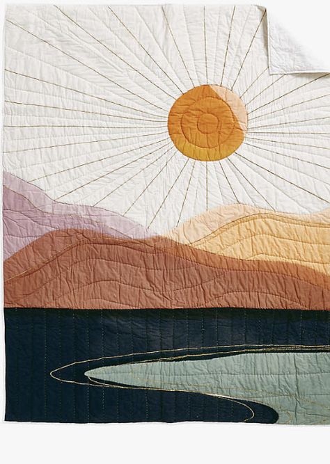 Mountain Applique, Sunrise Quilt, Mountain Quilt Pattern, Applique Cushions, Landscape Art Quilts, Picnic Quilt, Mountain Quilts, Landscape Quilt, Andes Mountains