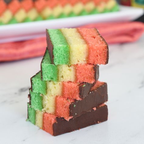 Italian Rainbow Cookies Rainbow Cookies Recipe, Italian Rainbow Cookies, Color Cake, Rainbow Cookies, Italian Cookies, Almond Cakes, Rainbow Cake, Savoury Cake, Food Cakes