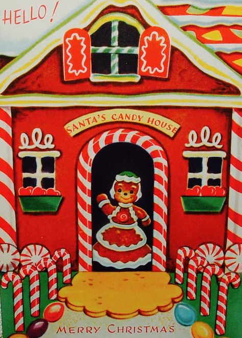 Santa's Candy House. #merrychristmas Candy Cane Crazy #candycanes Christmas Gingerbread. Vintage Gingerbread House, Vintage Gingerbread, Gingerbread House Christmas, Gingerbread House Decorations, Santa Candy, Candy House, Gingerbread Christmas, Funny Xmas, Christmas Coloring