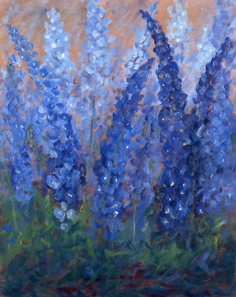 Delphinium Flowers, Squirrel Art, Blue Delphinium, My One And Only, Woodland Art, Floral Home Decor, Fine Art Painting Oil, Acrylic Painting For Beginners, Moody Blues