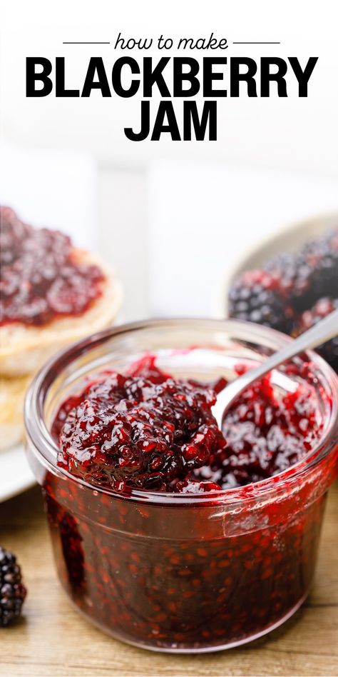 Refrigerator Blackberry Jam Recipe (No Pectin Required!) - Nurtured Homes Small Batch Blackberry Jam, Blackberry Jam Recipe, Summer Canning, Homemade Blackberry Jam, Tomato Jam Recipe, Blackberry Jam Recipes, Make Jam, Peach Jam Recipe, Breakfast Spread