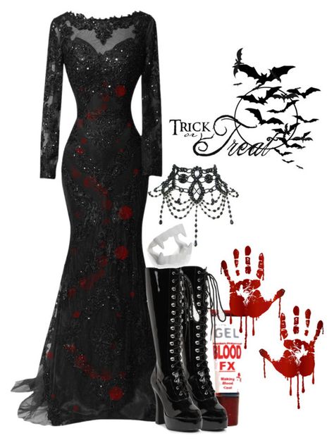 "Vampire Costume" by potterhead42 ❤ liked on Polyvore Halloween Costumes 2022, Halloween Bride, Black Wedding Gowns, Vampire Clothes, Vampire Costume, Makijaż Smokey Eye, Halloween This Year, Phineas And Ferb, Fantasy Gowns