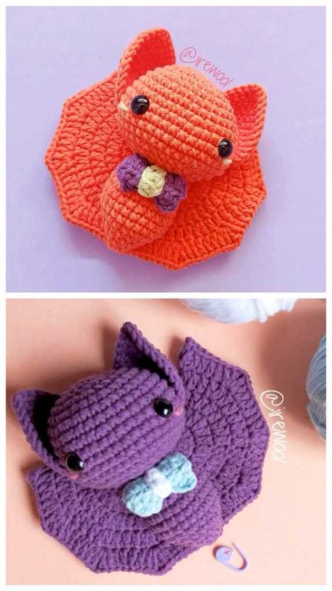 Amigurumi Bat Crochet Free Pattern Crocheted Bat Pattern Free, No Sew Crochet Bat Pattern, Bats Crochet Pattern Free, Crochet Bulky Yarn Amigurumi, Crochet Softies Free Pattern, Crocheted Halloween Free Patterns, Free Crochet Pattern Fall, Bat Amigurumi Pattern, Easy Crochet Bat Free Pattern