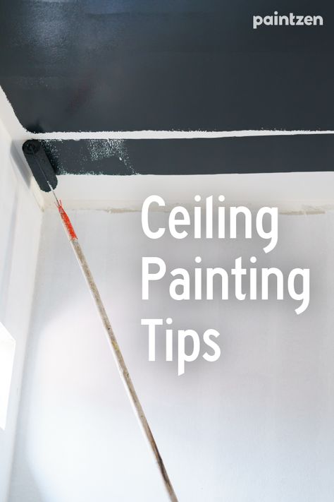 Painting Ceiling And Top Of Wall, Entryway Painted Ceiling, Painting Ceiling Darker Than Walls, Unique Ceiling Paint Ideas, Dark Ceiling Paint Ideas, Grey Ceiling Bathroom, Painted Ceiling Bedroom Ideas, Darker Ceiling Lighter Walls, Black Ceiling Hallway