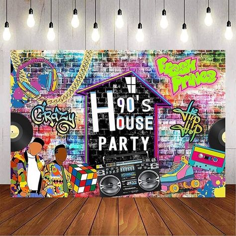 Amazon.com : Aumeko 90's House Party Backdrop Hip Pop 90's Birthday Graffiti Wall Retro Radio Roller Skates Background Fresh Prince 90s Theme Backdrop 90s Party Decorations : Electronics House Party Backdrop, Prince 90s, Birthday Graffiti, 90s Theme Party Decorations, 90s Hip Hop Party, 90s Party Ideas, 90s Party Decorations, Hip Hop Birthday, 90s Theme Party