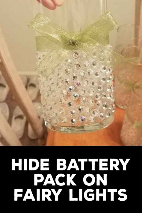 How to Hide Battery Pack on Fairy Lights Blue Fairy Lights Aesthetic, String Lights In A Jar, How To Make Fairy Light Jars, Glass Jar Lights Diy, Fairy Lights In Jar, Fairy Lights In Bathroom, How To Hide Battery Pack On Fairy Lights, Mason Jar Fairy Lights Diy, Fairy Lights In Mason Jars