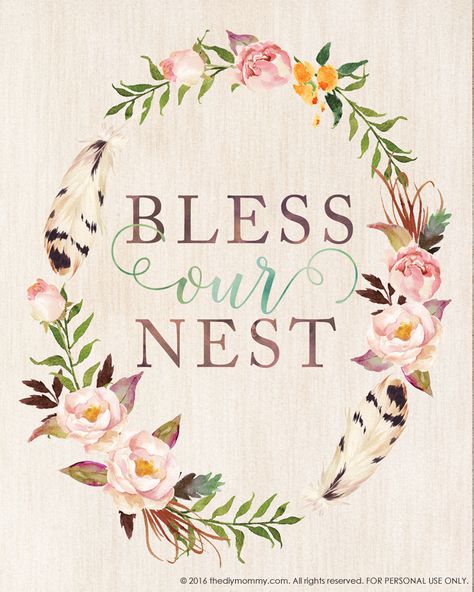 Bless Our Nest – Free Printable Watercolor Artwork for Spring | The DIY Mommy Bless Our Nest, Computer Images, Spring Drawing, Front Flower Beds, Diy Mommy, Easter Drawings, Pretty Printables, Floral Printables, Subway Art