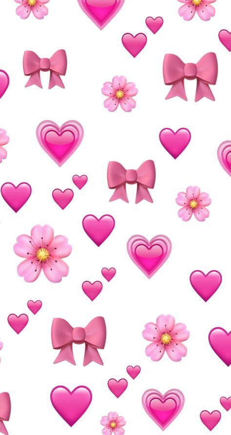 Pink Emoji Wallpaper, Sparkly Iphone Wallpaper, Heart Overlay, Emoji Wallpaper Iphone, Emoji Backgrounds, Iphone Wallpaper Classy, Bow Wallpaper, Background Pink, Wallpaper Doodle