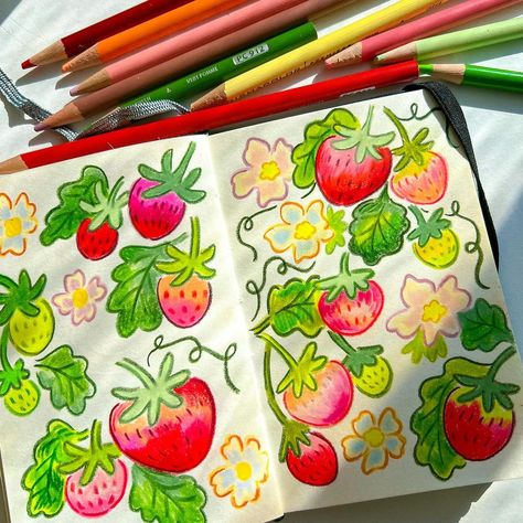 color pencils ✏️ and sketchbook doodling 🍓 | Instagram Pencil Colouring Drawing, Colouring Pencil Art, Coloured Sketches, Summer Bujo, Colour Doodle, Mini Sketches, Coloured Pencil Drawings, Colourful Drawing, Sketch Colour