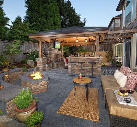 Backyard Gardens, Beautiful Landscaping, Backyard Fireplace, Backyard Gazebo, Backyard Bar, Backyard Kitchen, Backyard Pergola, Ideas Backyard, Modern Patio