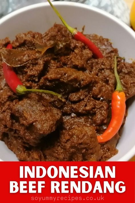 Beef Rendang Recipe Malaysia, Slow Cook Soup, Balinese Recipe, Rendang Recipe, Beef Rendang Recipe, Malaysian Recipes, Beef Rendang, Dried Beef, Indonesian Recipes