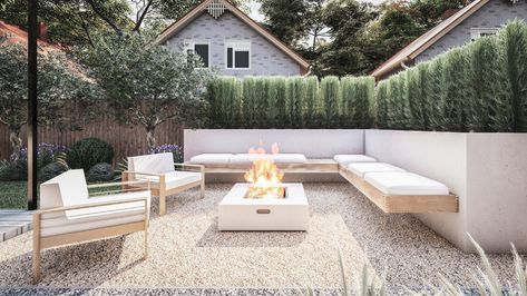 Palo Alto Backyard — Yardzen | Online Landscape Design Yardzen Small Backyard, Contemporary Backyard Design, Organic Modern Backyard, Neutral Backyard, Minimalist Landscaping, Gardening Tattoo, Backyard Wall, Residential Landscape Design, Contemporary Backyard