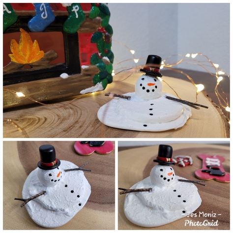 Air Dry Clay Winter Projects, Melting Snowman Centerpiece, Model Magic Snowman, Air Dry Clay Snowman, Clay Modelling For Kids, Xmas Clay, Dry Clay Ideas, Air Dry Clay Ideas, Polymer Clay Snowman