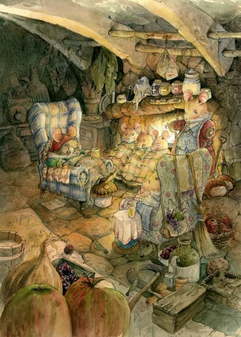 The Mice the Shoemaker - Gabriel Evans on DeviantArt Children Illustration Art, Mouse Illustration, 동화 삽화, Storybook Art, Fairytale Art, Dessin Adorable, Arte Fantasy, Woodland Creatures, Beatrix Potter