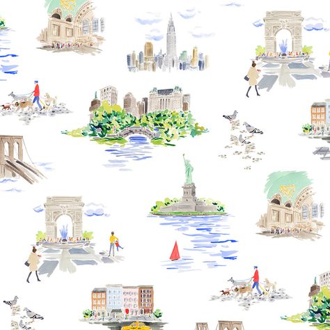 Store 2 — Caitlin McGauley New York City Wallpaper, New York Illustration, The Ritz Paris, New York Wallpaper, Tree Mural, Back Wallpaper, Custom Murals, City Wallpaper, Rose Wallpaper