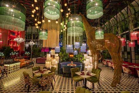 Brazilian Restaurant Design, India Restaurant Interior, Architectural Digest India, Brazilian Interior, Bkc Mumbai, Brazilian Architecture, Brazilian Restaurant, Brazilian Rainforest, White Marble Table Top