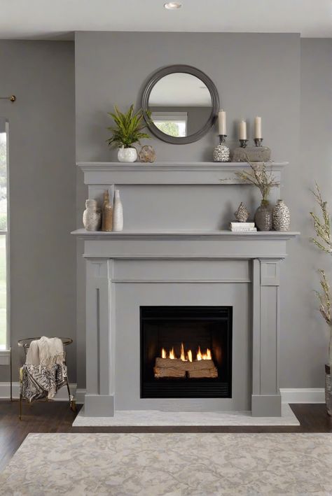 Mindful Gray, Wall Paint, Fireplace, Westpear Interiors Light Gray Fireplace, Gray Wall Paint, Best Wall Paint, 2024 Colors, Painted Fireplace, Best Gray Paint, Grey Fireplace, Best Gray Paint Color, Wall Paint Color