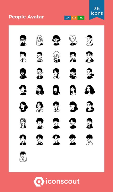 People Avatar  Icon Pack - 36 Glyph Icons Profile Character, People Avatar, Hair Background, Icon Face, Portrait Illustrator, Icon People, Women Icon, Icon Character, Female Icon