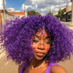 310 Hair colors ideas in 2022 | aesthetic hair, dyed natural hair, natural hair styles Chin Length Blue Hair, Hair Dyed Natural, Purple Curly Hair, Purple Natural Hair, Hair Colors Ideas, Dyed Curly Hair, 2022 Aesthetic, Hair Dyed, Dyed Hair Inspiration