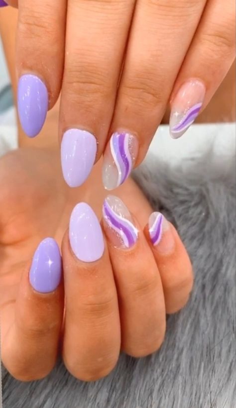 nails Hoco Nails Colorful, Cute Nails For 10-12 Short, Simple Summer Nails Purple, Cute Nails For 13 Yrs Old, Cute Back To School Nails 7th Grade, Light Blue Purple Nails, Purple Theme Nails, Nail Ideas For 13 Yo, Minimalist Nails Purple