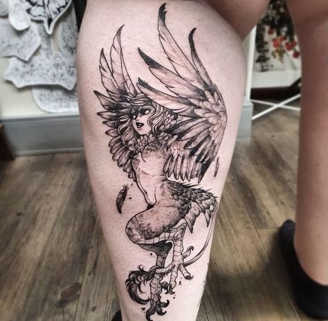 Harpies Tattoo, Harpie Lady Tattoo, Harpy Tattoo Greek Mythology, Furies Tattoo, Harpy Tattoo Design, Harpies Mythology, Harpy Tattoo, Myth Tattoo, Mythical Tattoos