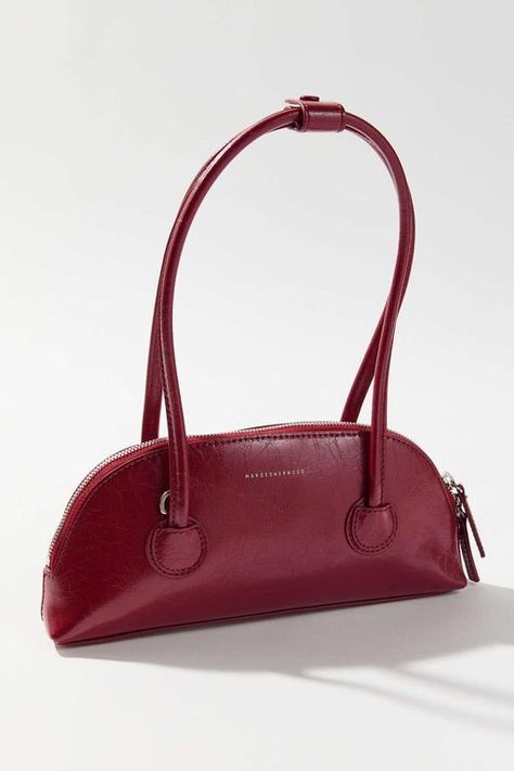 Women's MARGE SHERWOOD Bessette Shoulder Bag - Red - Shoulder bags Contemporary handbag brand by Korean duo designers behind Marge Sherwood. This bag features a '90s-style half-moon silhouette with a detachable strap to create a variety of carry options. Length: 7.5" Width: 2" Height: 4.7" Strap drop: 42-50" Handle drop: 7.5". Marge Sherwood, Handbag Brands, Korean Bag, 90s Bag, Fall Bags, Pink Aura, Green Fits, Branded Handbags, Stylish Bag