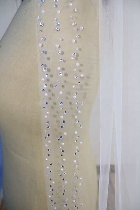 Wedding Crystals veil, Bridal rhinestone Veil, rhinestones cathedral Veil, crystals long veil, veil with rhinestones, beaded veil for bride Veil With Rhinestones, Wedding Crystals, Veil For Bride, Rhinestone Veil, Beaded Veil, Veil Crystal, Beaded Veils, Pearls Wedding, Long Veil