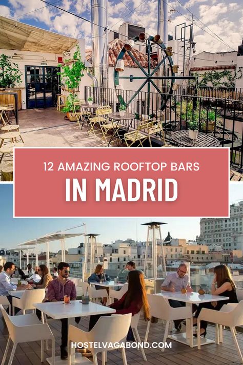 Interested in exploring rooftop bars in Madrid? Then check out our guide to the best rooftop bars in Madrid. Madrid Rooftop Views, Madrid Rooftop Bars, Study Abroad Madrid, Madrid Bars, Madrid Nightlife, Madrid Food, Madrid Restaurants, Spain Road Trip, Visit Spain