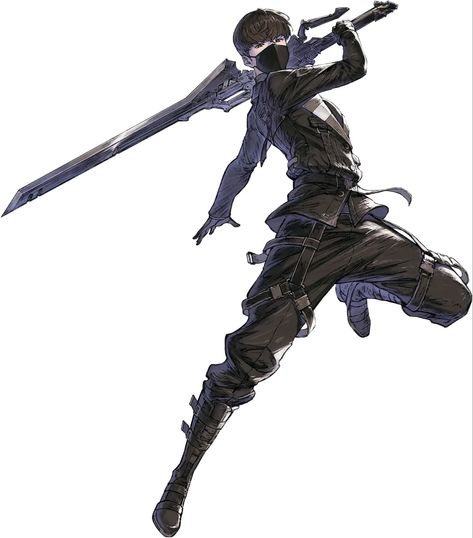 Dynamic Poses With Swords Reference, Running Swordsman Pose, Greatsword Pose Reference, Lance Pose Reference, Greatsword Pose, Reincarnation Art, Nier Reincarnation, Action Pose Reference, Arte Cyberpunk