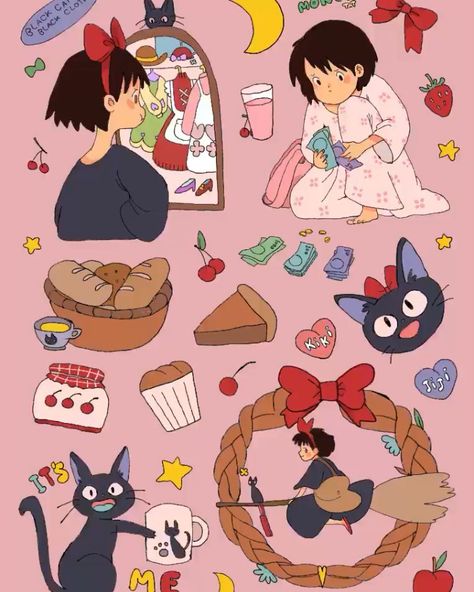 Kiki's Delivery Service by Icejiin Halamy Kikis Delivery Service Fanart, Kikis Delivery Service Art, Kiki's Delivery Service Tattoo, Kikis Delivery Service Poster, Kikis Delivery Service, Studio Ghibli Fanart, Kiki Delivery, Ghibli Artwork, Kiki's Delivery Service