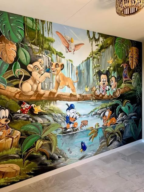 Baby Nursery Murals, Disney Wall Murals, Disney Baby Rooms, Disney Mural, Cartoon Wall Painting, Disney Room Decor, Disney Bedrooms, Kids Room Murals, Kids Room Paint