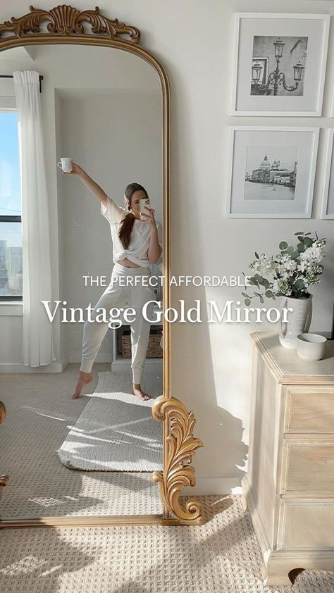 The Perfect Affordable Vintage Gold Mirror in 2022 | Vintage gold mirror, Affordable vintage, Wardrobe design bedroom Gold Mirror Bedroom, Big Mirror In Bedroom, Gold Floor Mirror, Modern Wardrobe Design, Bedroom 2022, Mirror Bedroom Decor, Vintage Gold Mirror, Wardrobe Interior, Floor Length Mirror