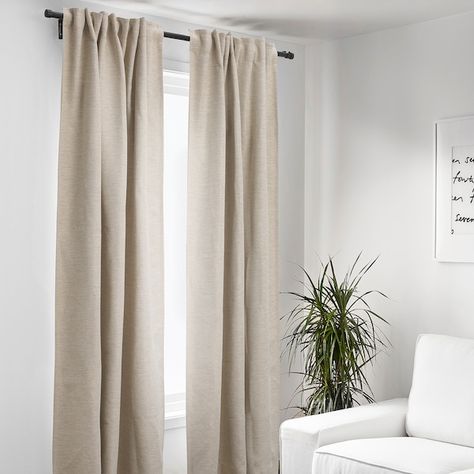 Scandinavian Bedroom Curtains, Beige Curtains Bedroom Ideas, Beige Curtains Living Room, Pink Blackout Curtains, Sea Nursery, Beige Curtains, Thick Curtains, Ikea Curtains, Bedroom Curtains