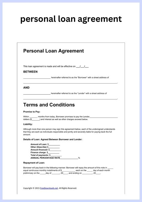 Loan Agreement Form, Real Estate Contract, Bill Of Sale Template, Purchase Agreement, Legal Forms, Contract Agreement, Personal Loan, Form Template, Letter Example